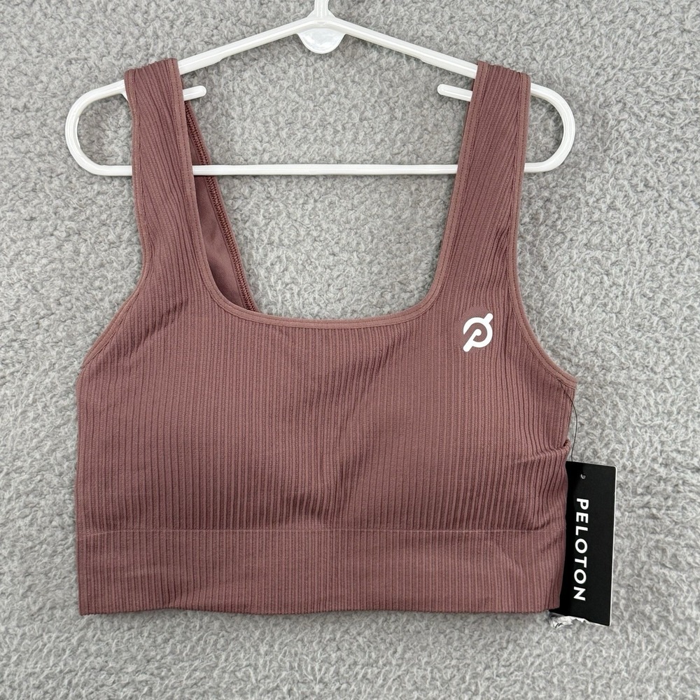 Peloton Women's Brown Ribbed Seamless Square Neck Sports Bra Size XS/S NEW